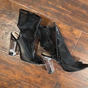 Stylish Black Mesh Heeled Boots